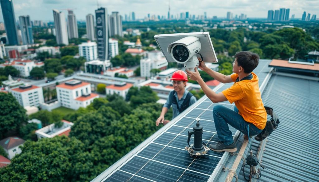 installation of solar security cameras