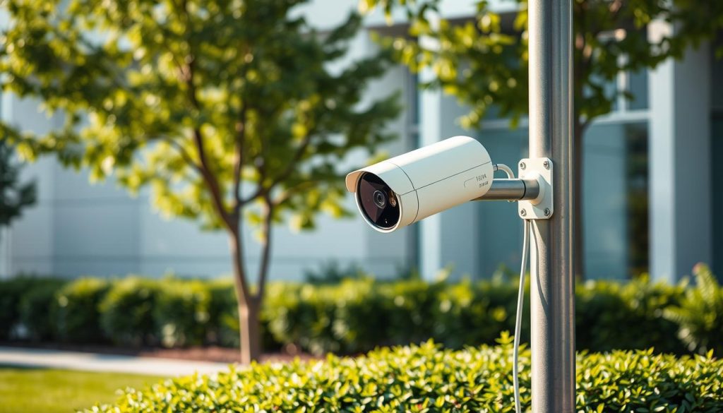 solar-powered security camera installation
