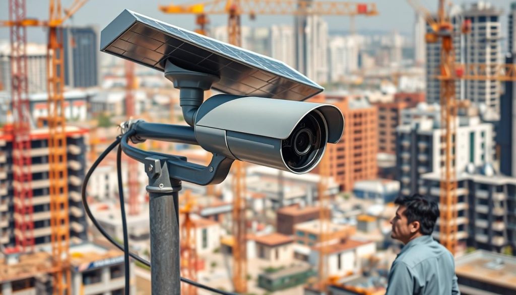 solar powered security camera for construction site