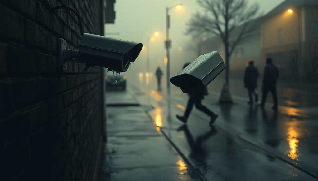 CCTV camera in rainy weather