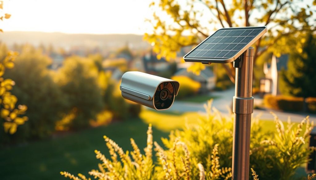 solar-powered security camera installation