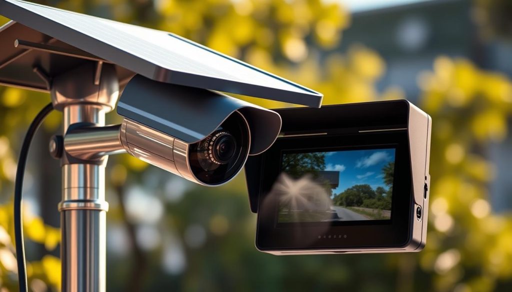 solar powered security camera with monitor