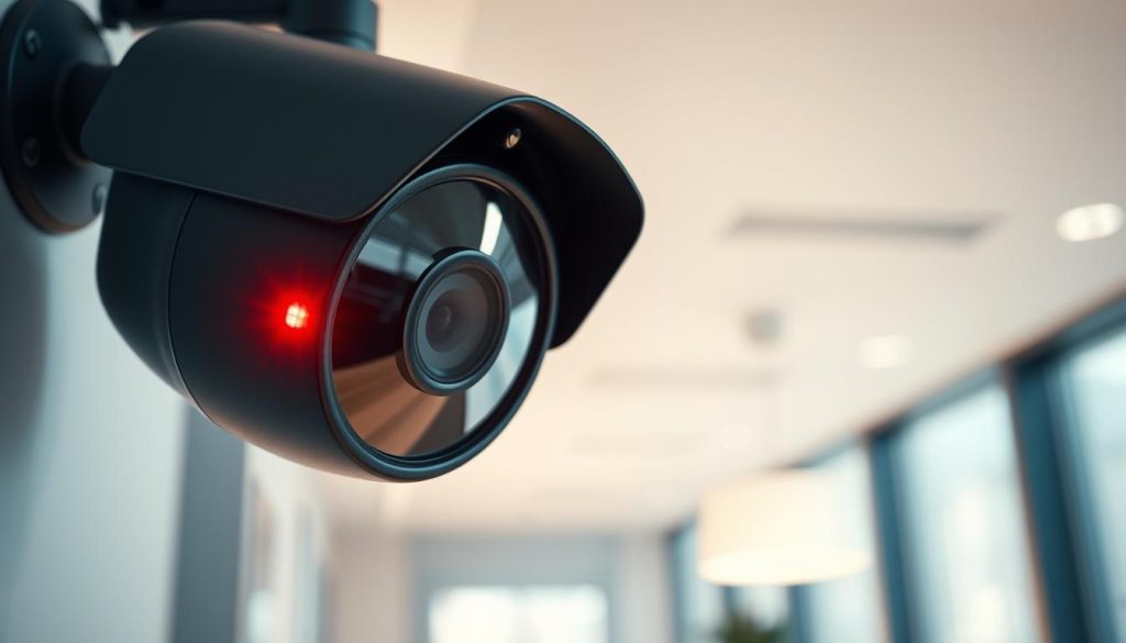 CCTV camera with blinking red light