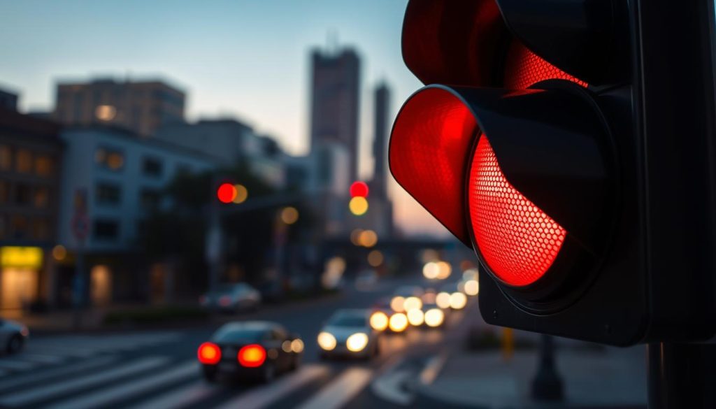 flashing red traffic signal