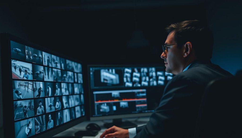 reviewing CCTV recorded footage reviewing CCTV recorded footage