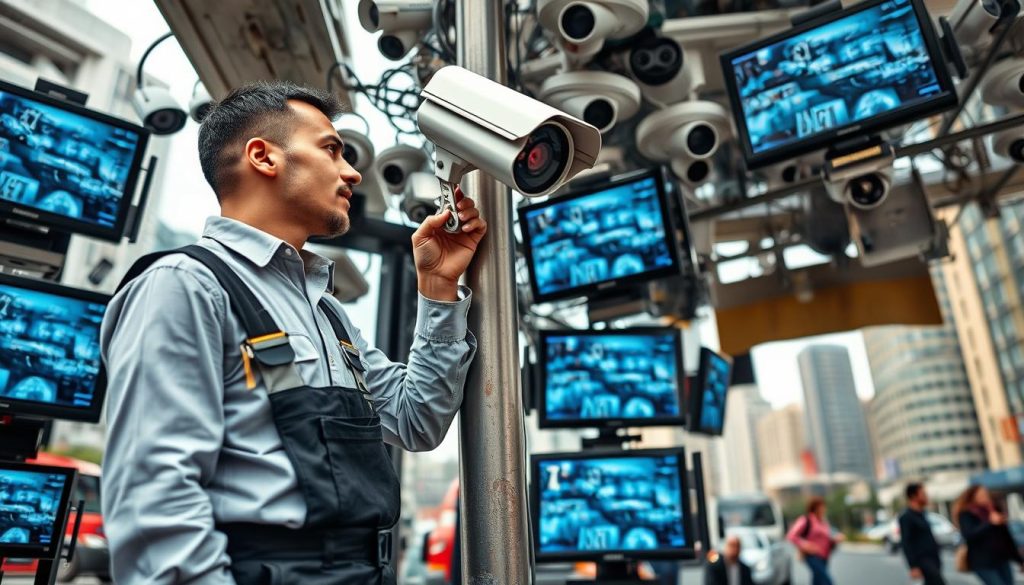 CCTV maintenance professional at work