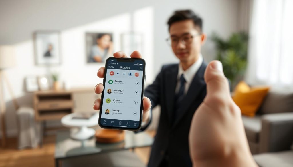 mobile app interface and storage options