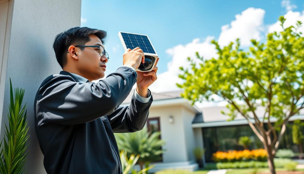 outdoor solar security camera installation