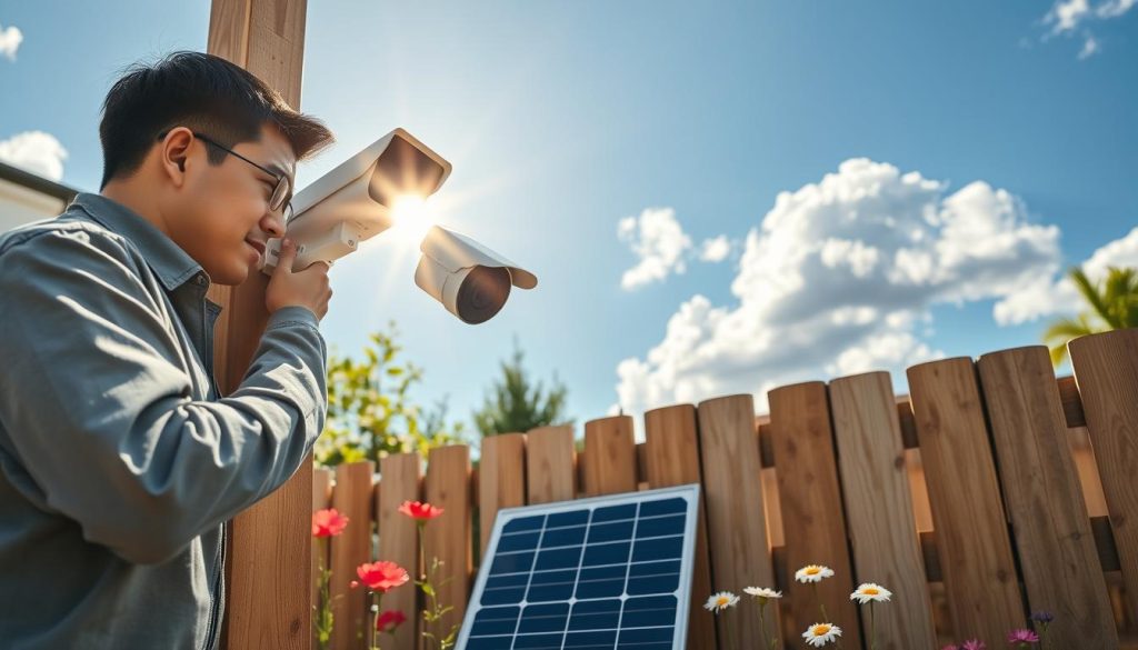solar powered security camera installation