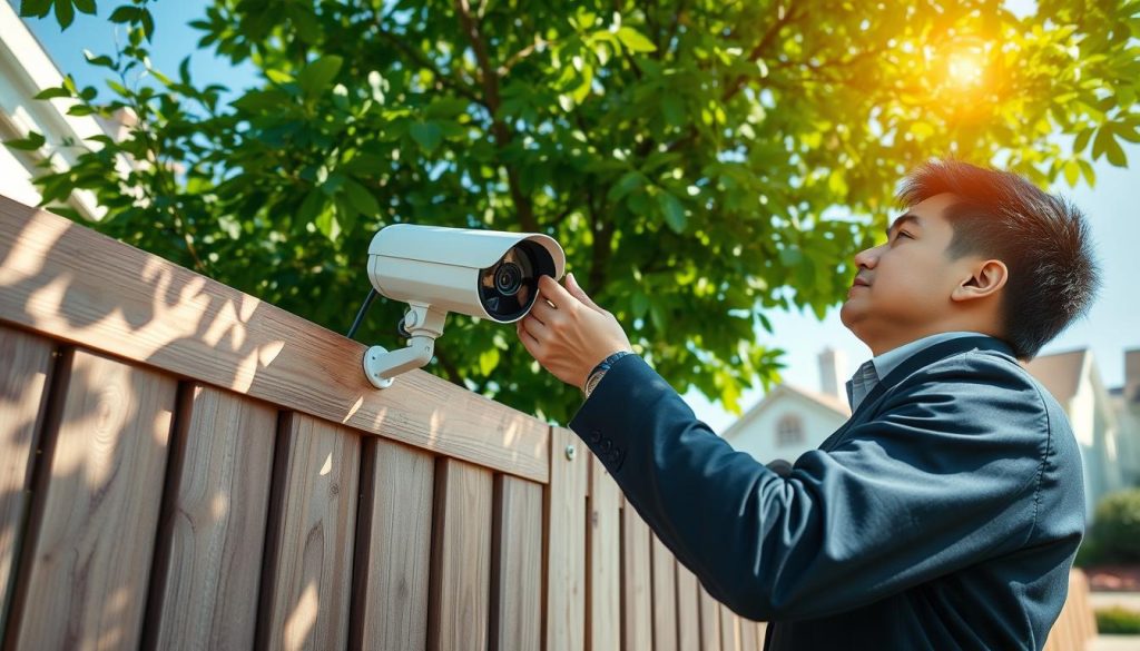 solar-powered security camera installation
