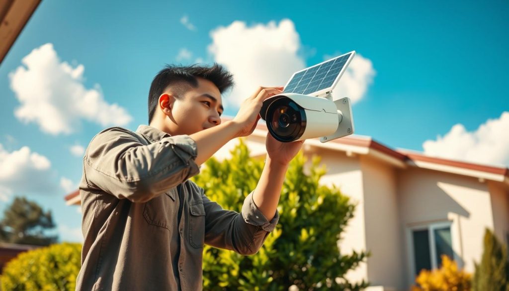 solar security camera installation