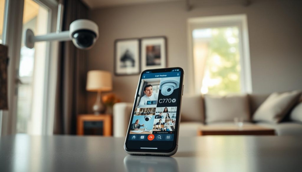 Smartphone monitoring CCTV security camera