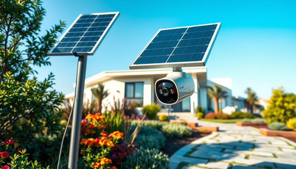 modern solar-powered security camera setup