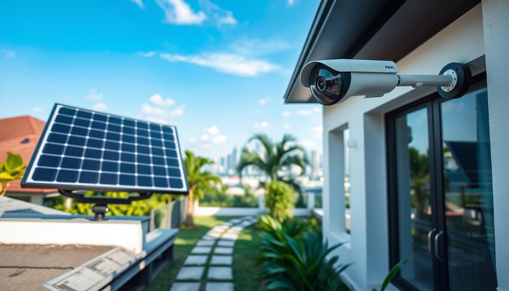 solar-powered home security setup