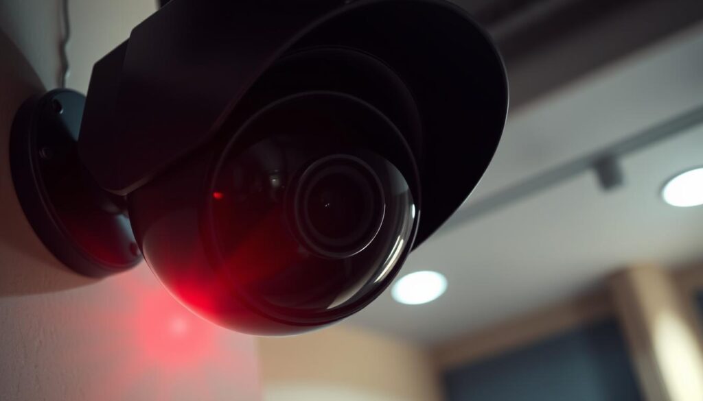 CCTV camera blinking red light indicators
