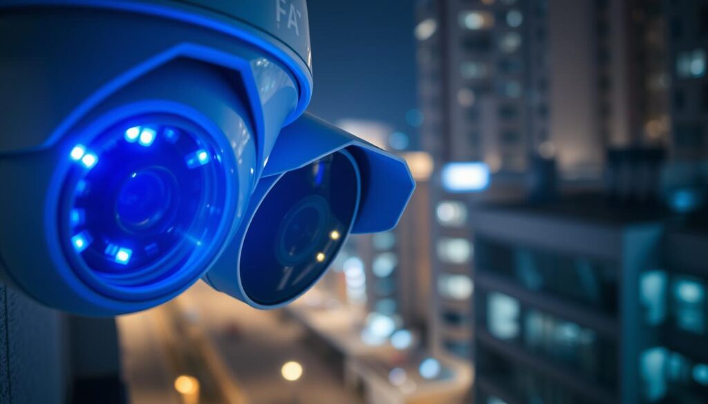 blue light on CCTV camera indicators
