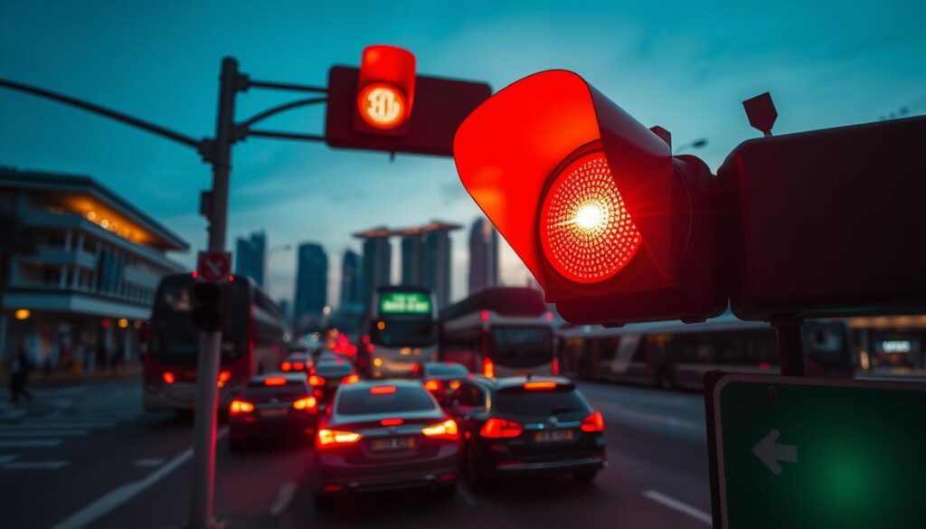 flashing red light significance for drivers in Singapore