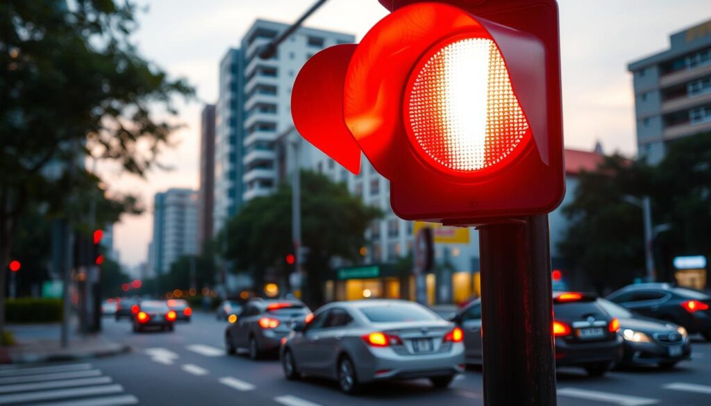 flashing red lights significance for drivers in Singapore